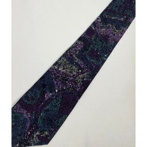 xAndrini Mens Necktie Purple & Teal Abstract Silk Tie Made In Italy Vintage